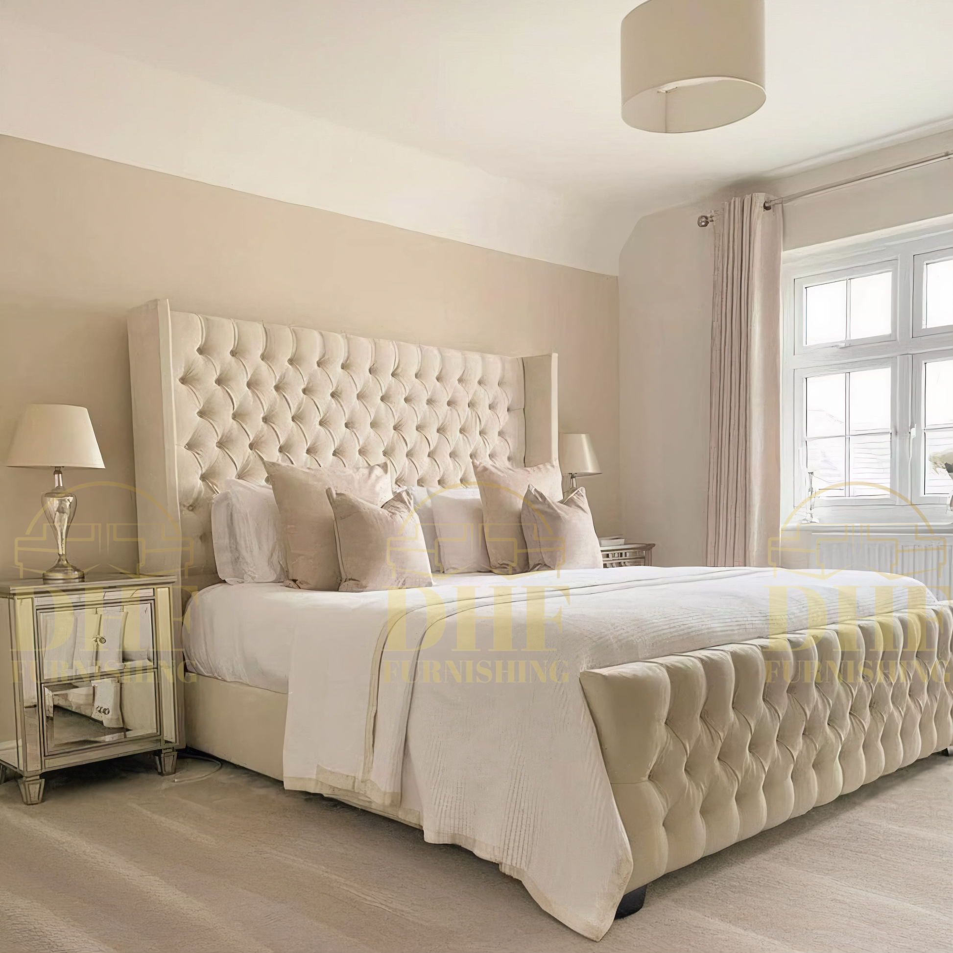 Bespoke Polly Wing Buttoned Bed DHF Furnishing