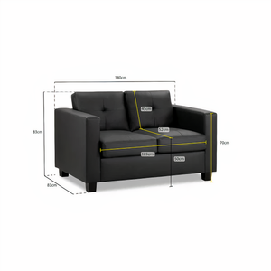 KEW 2 SEATER SOFA IN BLACK DHF Furnishing