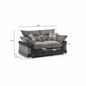 SOHO BLACK/GREY 2 SEATER SOFA DHF Furnishing