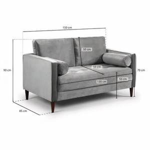 BELLE 2 SEATER IN PLUSH GREY DHF Furnishing
