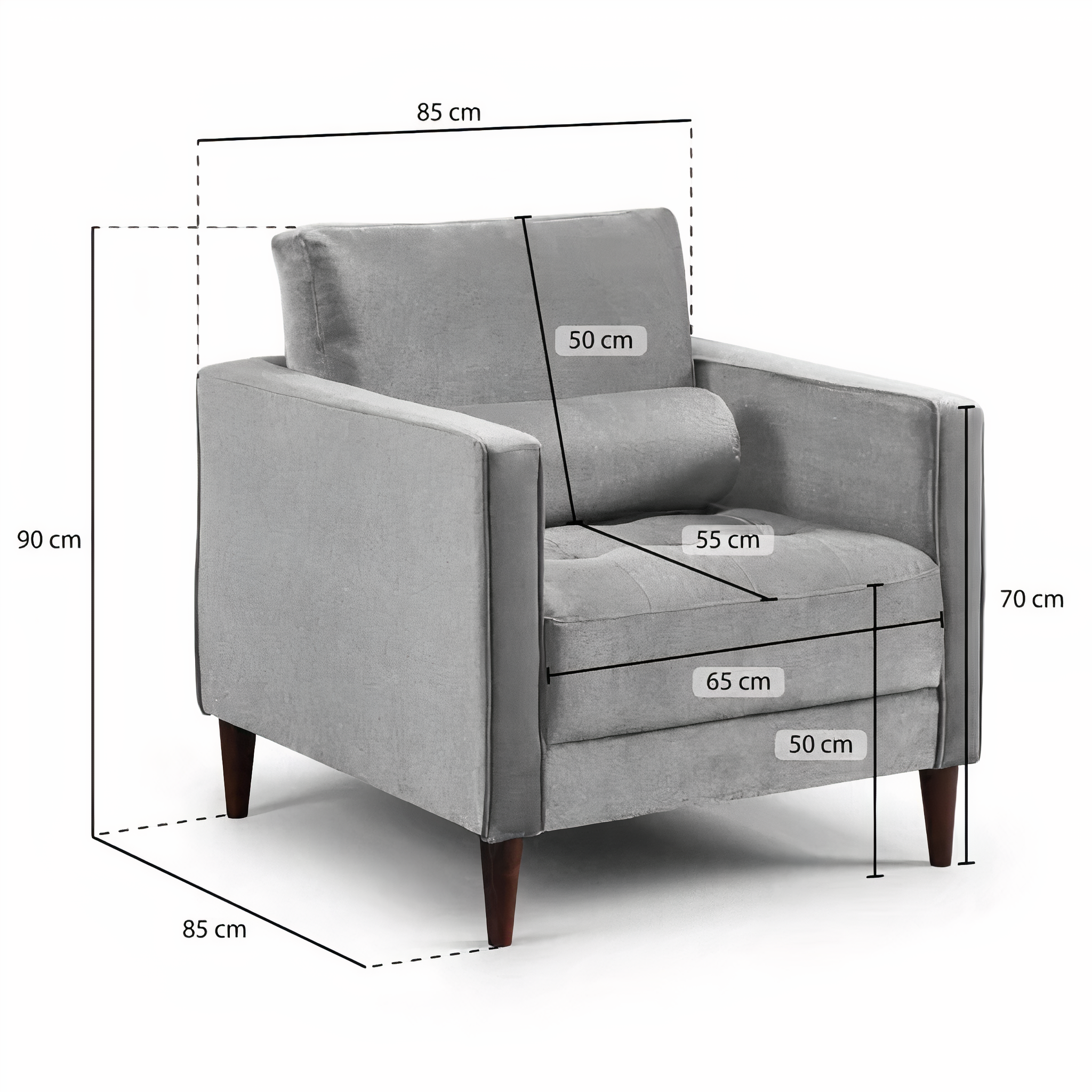 BELLE ARMCHAIR IN PLUSH GREY DHF Furnishing