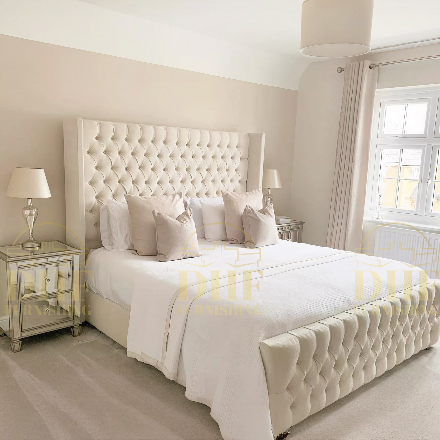 Bespoke Polly Wing Buttoned Bed DHF Furnishing