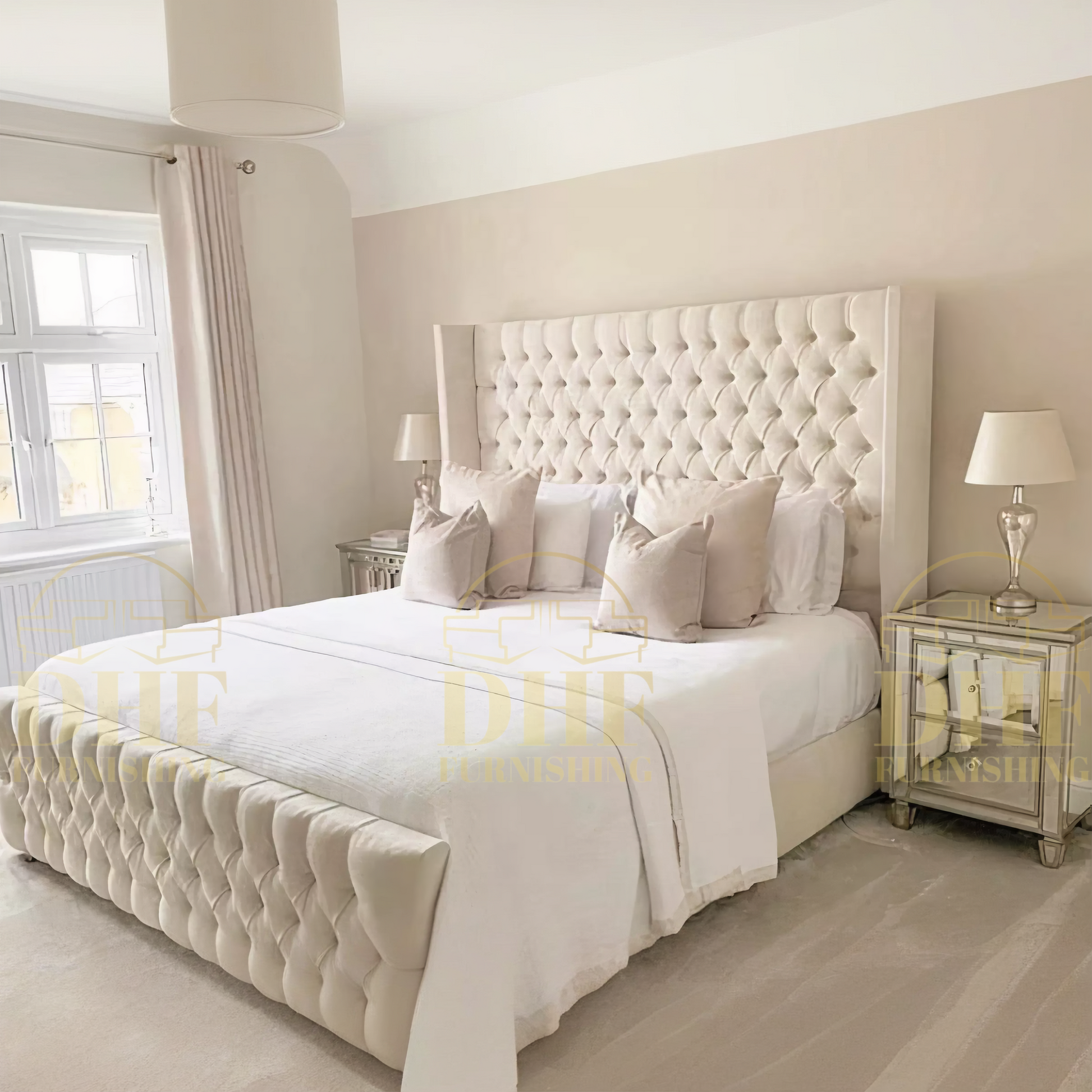 Bespoke Polly Wing Buttoned Bed DHF Furnishing