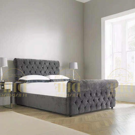 Dusty Sleigh Bed DHF Furnishing