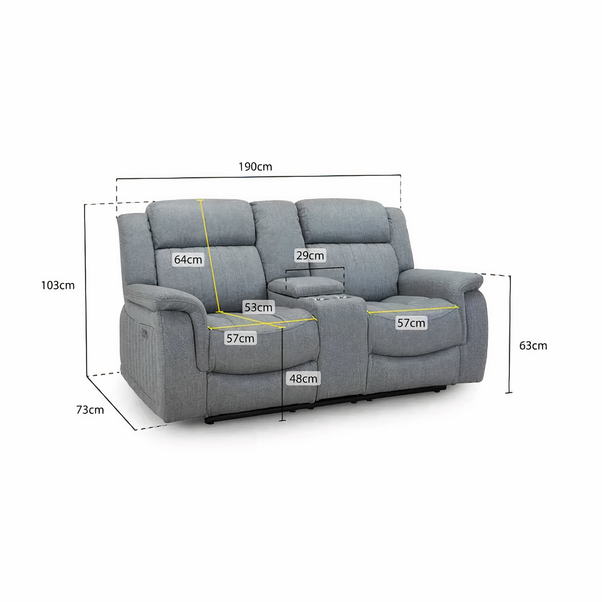 HAMLET 2 SEATER RECLINER SOFA IN GREY DHF Furnishing