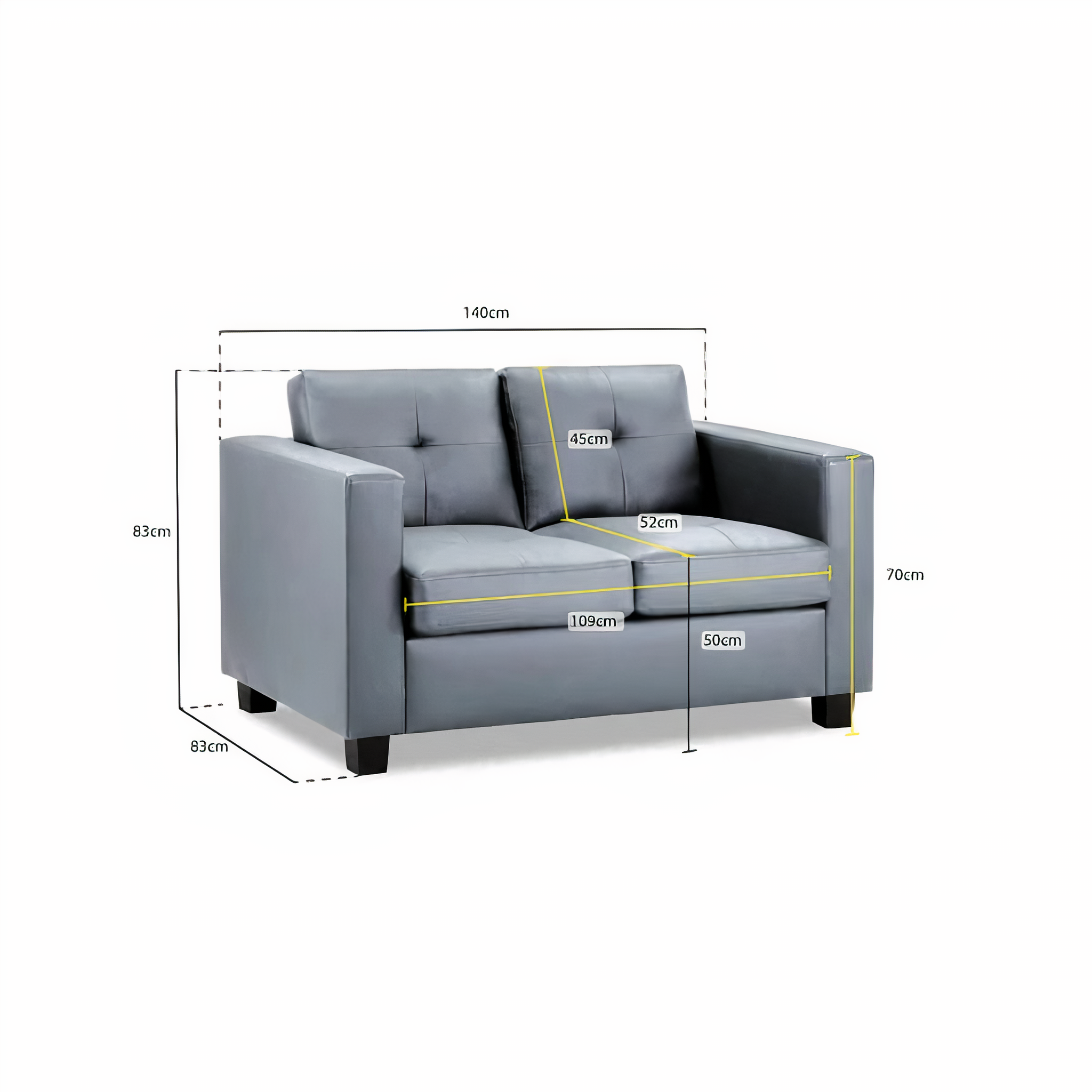 KEW 2 SEATER SOFA IN GREY DHF Furnishing