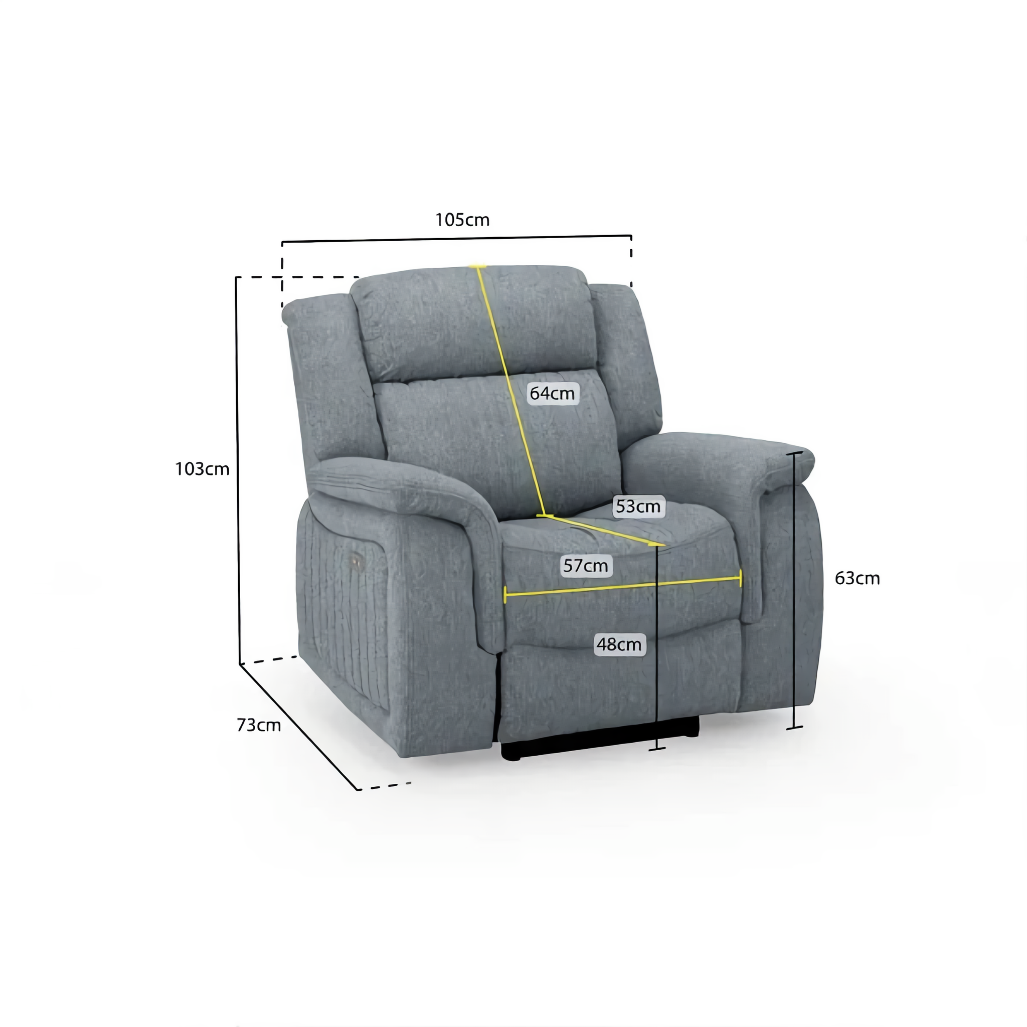 LINDEN RECLINER SOFA GREY ARMCHAIR DHF Furnishing