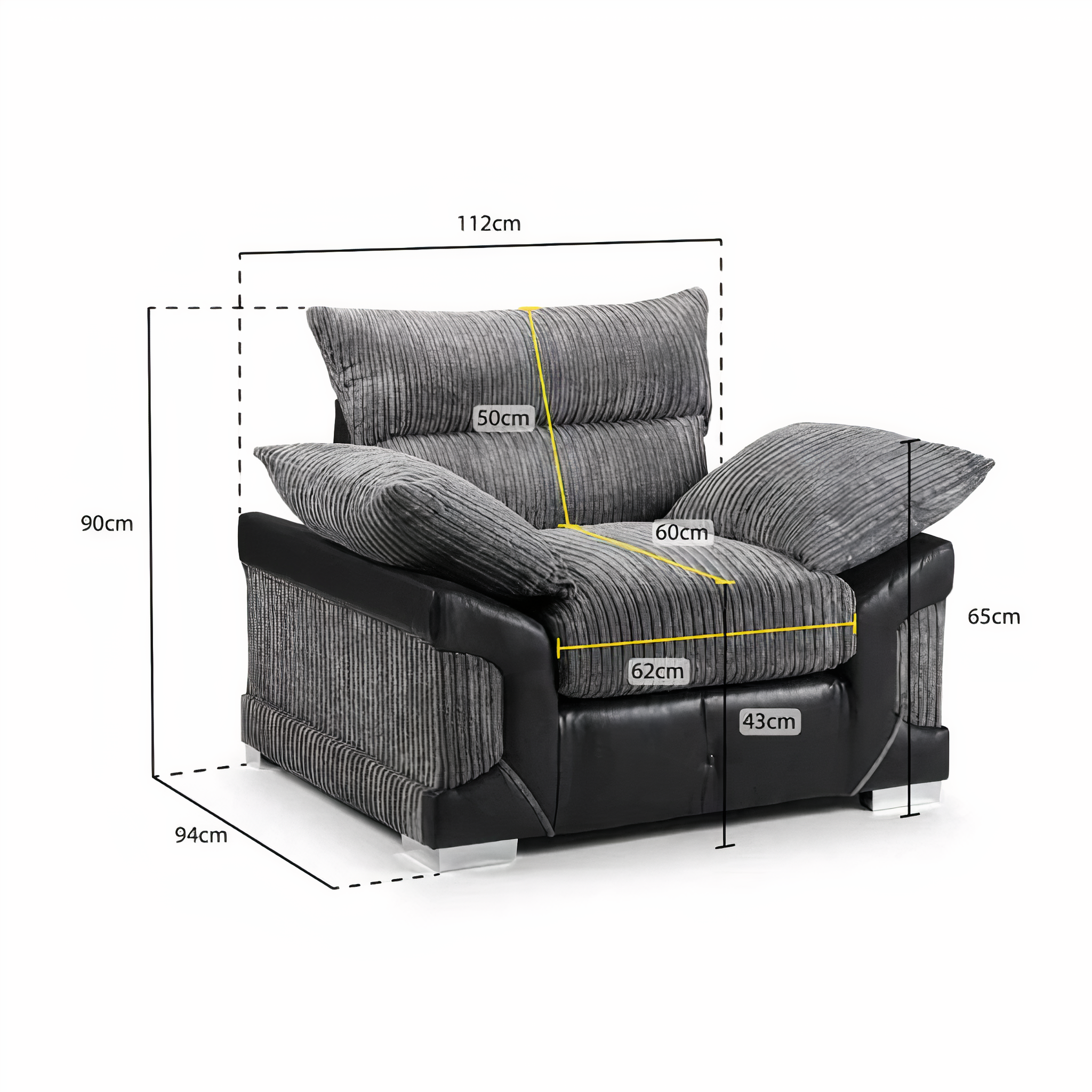 SOHO BLACK/GREY ARMCHAIR DHF Furnishing