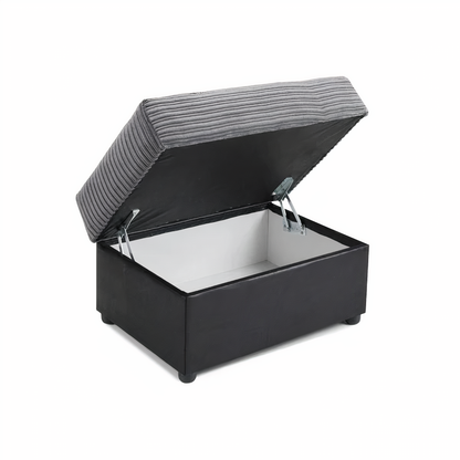 SOHO BLACK/GREY STORAGE FOOTSTOOL DHF Furnishing