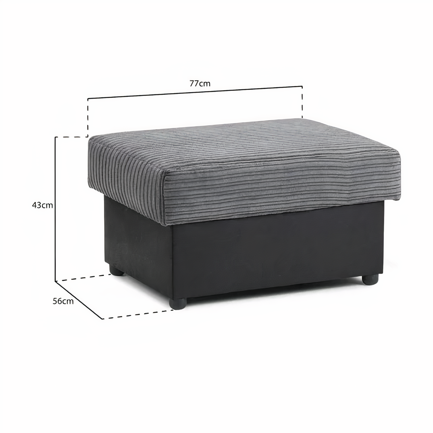 SOHO BLACK/GREY STORAGE FOOTSTOOL DHF Furnishing